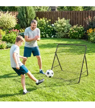 Red de Rebote Plegable Reboteador de Fútbol Ángulo Ajustable de 5 Niveles con Tubo de Acero 120x73x112 cm Negro