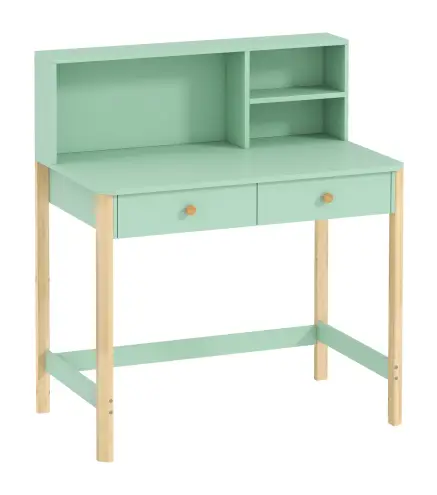 Escritorio Infantil Mesa de Escritorio para Niños con 3 Compartimentos Abiertos y 2 Cajones 90x52x105 cm Verde