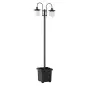 Farola Solar Exterior de Jardín con Macetero 2 Cabezales Impermeable IP44 Encendido/Apagado Automático Altura Ajustable