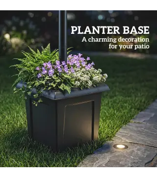 Farola Solar Exterior de Jardín con Macetero 2 Cabezales Impermeable IP44 Encendido/Apagado Automático Altura Ajustable