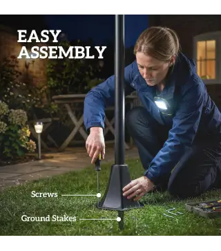 Set de 2 Farolas Solares de Jardín con Altura Ajustable 2 Modos de Brillo IP44 Impermeable para Terraza Patio Negro