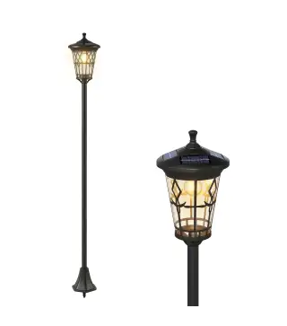 Set de 2 Farolas Solares de Jardín con Altura Ajustable 2 Modos de Brillo IP44 Impermeable para Terraza Patio Negro