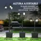 Farola Solar Exterior de Jardín con Macetero 3 Cabezales Impermeable Encendido/Apagado Automático y Altura Ajustable