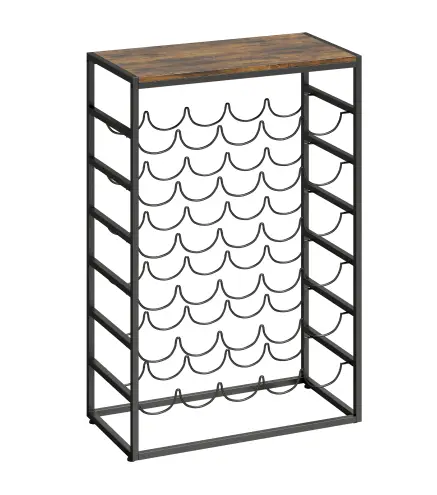 Botellero para 30 Botellas de 6 Niveles con Encimera de Efecto Madera Estilo Industrial 59x30x88,5 cm Marrón Rústico