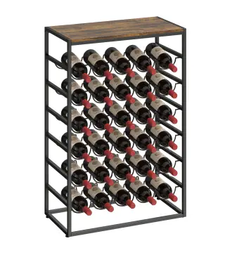 Botellero para 30 Botellas de 6 Niveles con Encimera de Efecto Madera Estilo Industrial 59x30x88,5 cm Marrón Rústico