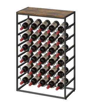 Botellero para 30 Botellas de 6 Niveles con Encimera de Efecto Madera Estilo Industrial 59x30x88,5 cm Marrón Rústico