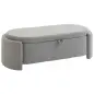 Puff Almacenaje Banco Almacenaje Ovalado 129x48,5x44 cm Tapizado en Terciopelo de Teddy Carga 200 kg Gris Claro