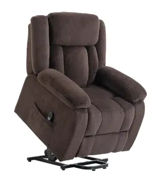 Sillón Relax Reclinable Eléctrico Levanta Personas con Puerto USB Control Remoto Asiento Ancho Reposapiés Marrón