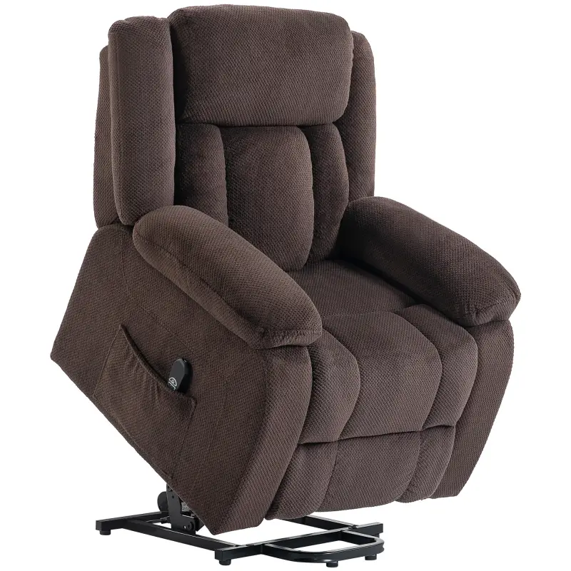 Sillón Relax Reclinable Eléctrico Levanta Personas con Puerto USB Control Remoto Asiento Ancho Reposapiés Marrón