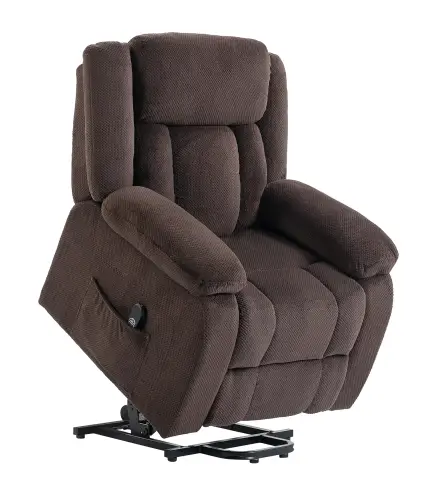 Sillón Relax Reclinable Eléctrico Levanta Personas con Puerto USB Control Remoto Asiento Ancho Reposapiés Marrón