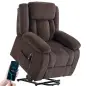 Sillón Relax Reclinable Eléctrico Levanta Personas con Puerto USB Control Remoto Asiento Ancho Reposapiés Marrón