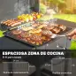 Barbacoa de Carbón Portátil con Bandeja y Ventilación Ajustable Gran Parrilla Estantes Laterales Termómetro y Ruedas