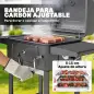 Barbacoa de Carbón Portátil con Bandeja y Ventilación Ajustable Gran Parrilla Estantes Laterales Termómetro y Ruedas