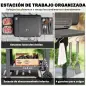 Barbacoa de Carbón Portátil con Bandeja y Ventilación Ajustable Gran Parrilla Estantes Laterales Termómetro y Ruedas
