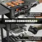 Barbacoa de Carbón Portátil con Bandeja y Ventilación Ajustable Gran Parrilla Estantes Laterales Termómetro y Ruedas