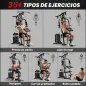 Máquina de Musculación con Pesas Ajustables de 65 kg Prensa de Pecho y Piernas Polea 135x103x210 cm Negro