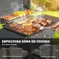 Barbacoa de Carbón con Bandeja y Ventilación Ajustable Estantes Laterales Ruedas Termómetro Tapa y Puerta