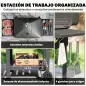 Barbacoa de Carbón con Bandeja y Ventilación Ajustable Estantes Laterales Ruedas Termómetro Tapa y Puerta