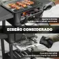 Barbacoa de Carbón con Bandeja y Ventilación Ajustable Estantes Laterales Ruedas Termómetro Tapa y Puerta