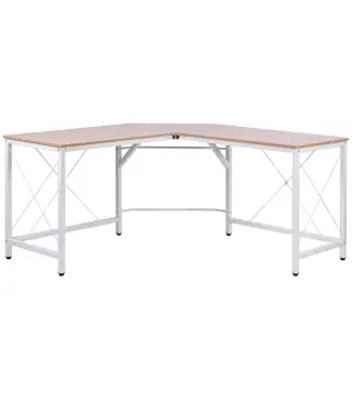 Escritorio Esquinero Moderno con Marco de Acero Carga 70 kg para Oficina Hogar Estudio 150x150x76 cm Roble