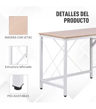 Escritorio Esquinero Moderno con Marco de Acero Carga 70 kg para Oficina Hogar Estudio 150x150x76 cm Roble