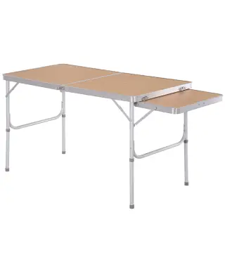 Mesa Plegable de Camping Portátil con Ala Abatible Mesa de Picnic de Encimera MDF Estructura Ligera de Aluminio Carga 30kg Altur