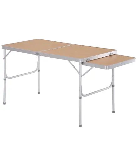 Mesa Plegable de Camping Portátil con Ala Abatible Mesa de Picnic de Encimera MDF Estructura Ligera de Aluminio Carga 30kg Altur