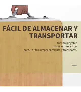 Mesa Plegable de Camping Portátil con Ala Abatible Mesa de Picnic de Encimera MDF Estructura Ligera de Aluminio Carga 30kg Altur