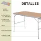 Mesa Plegable de Camping Portátil con Ala Abatible Mesa de Picnic de Encimera MDF Estructura Ligera de Aluminio Carga 30kg Altur