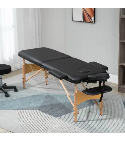 Camilla Plegable con Altura Ajustable 67-92 cm para Uso Profesional de Belleza Acupuntura y Fisioterapia 210x81 cm Negro