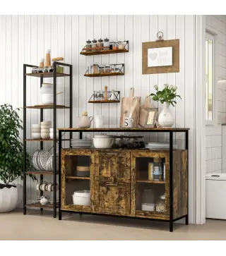 Estantería Industrial de 5 Niveles Estantería Librería de Almacenaje con Marco de Acero 40x30x154 cm Marrón Rústico