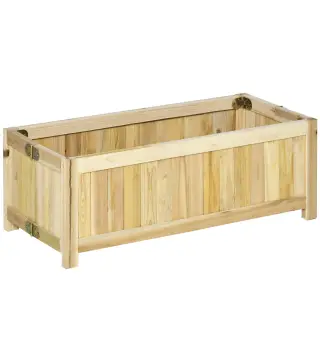 Jardinera de Madera Plegable con 4 Patas para Cultivos Verduras Flores en Patio Balcón Terraza 70x30x25 cm Natural