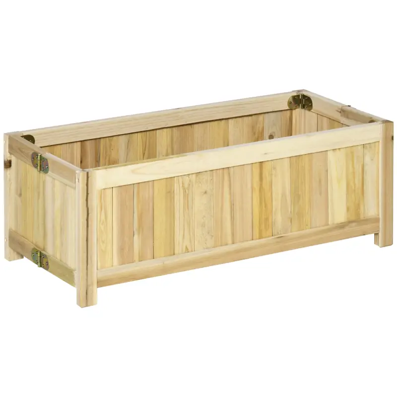 Jardinera de Madera Plegable con 4 Patas para Cultivos Verduras Flores en Patio Balcón Terraza 70x30x25 cm Natural