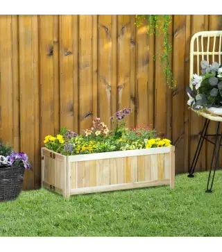 Jardinera de Madera Plegable con 4 Patas para Cultivos Verduras Flores en Patio Balcón Terraza 70x30x25 cm Natural