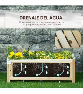 Jardinera de Madera Plegable con 4 Patas para Cultivos Verduras Flores en Patio Balcón Terraza 70x30x25 cm Natural