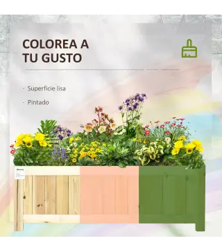 Jardinera de Madera Plegable con 4 Patas para Cultivos Verduras Flores en Patio Balcón Terraza 70x30x25 cm Natural