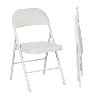 Juego de 2 Sillas Abatibles con Respaldo y Estructura de Acero para Oficina Estudio 45x46x78 cm Blanco