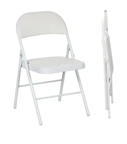 Juego de 2 Sillas Abatibles con Respaldo y Estructura de Acero para Oficina Estudio 45x46x78 cm Blanco