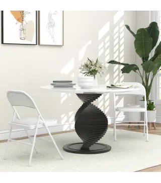 Juego de 2 Sillas Abatibles con Respaldo y Estructura de Acero para Oficina Estudio 45x46x78 cm Blanco