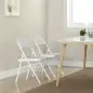 Juego de 2 Sillas Abatibles con Respaldo y Estructura de Acero para Oficina Estudio 45x46x78 cm Blanco