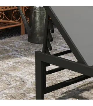 Tumbona de jardín exterior reclinable 5 posiciones ajustables asiento en textilene gris