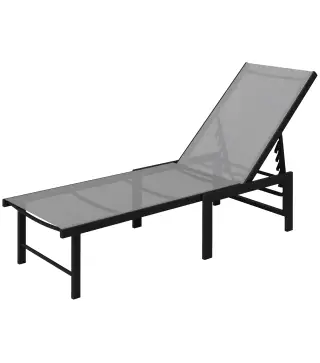 Tumbona de jardín exterior reclinable 5 posiciones ajustables asiento en textilene gris