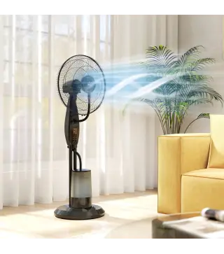 Ventilador Nebulizador de 3 Velocidades con Temporizador 3 Modos y Depósito 3,2L 44,5x38,5x120 cm Negro