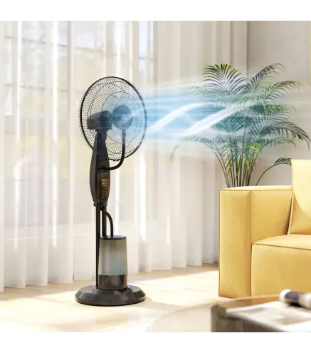 Ventilador Nebulizador de 3 Velocidades con Temporizador 3 Modos y Depósito 3,2L 44,5x38,5x120 cm Negro