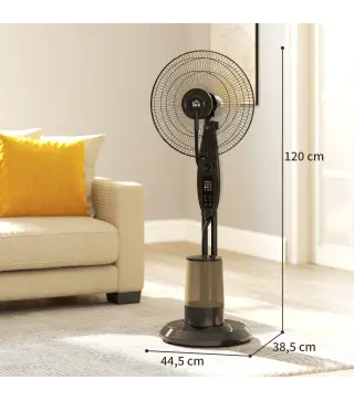 Ventilador Nebulizador de 3 Velocidades con Temporizador 3 Modos y Depósito 3,2L 44,5x38,5x120 cm Negro