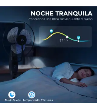 Ventilador Nebulizador de 3 Velocidades con Temporizador 3 Modos y Depósito 3,2L 44,5x38,5x120 cm Negro