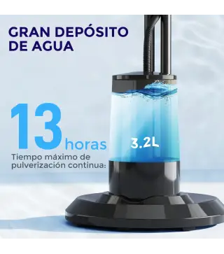 Ventilador Nebulizador de 3 Velocidades con Temporizador 3 Modos y Depósito 3,2L 44,5x38,5x120 cm Negro