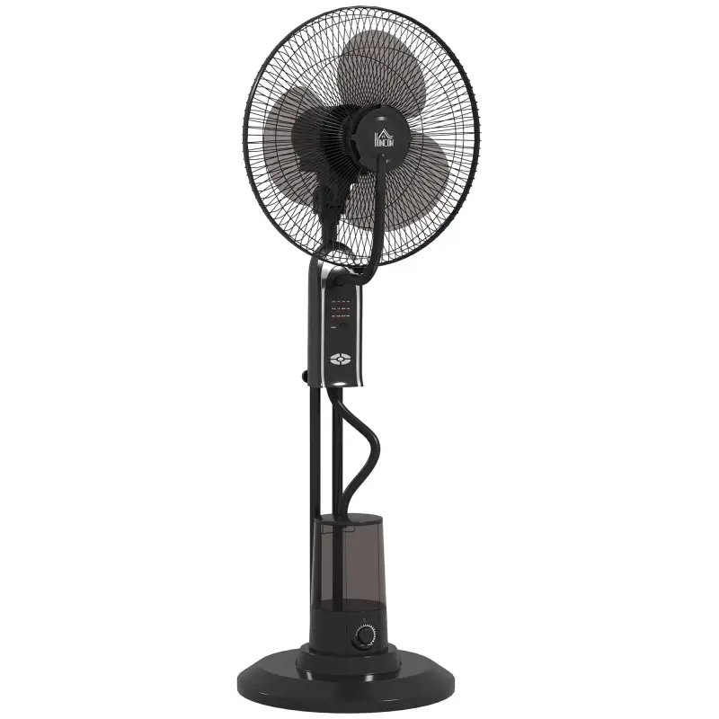Ventilador de Pie con Nebulizador 3 Velocidades 3 Modos Oscilación de 70° Depósito de 3,2L y Mando 44,5x38,5x120cm Negro