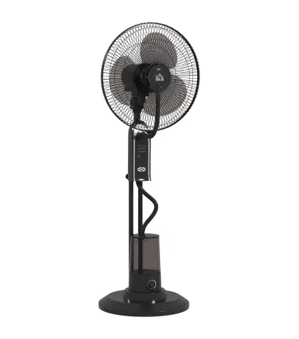 Ventilador de Pie con Nebulizador 3 Velocidades 3 Modos Oscilación de 70° Depósito de 3,2L y Mando 44,5x38,5x120cm Negro