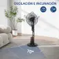 Ventilador de Pie con Nebulizador 3 Velocidades 3 Modos Oscilación de 70° Depósito de 3,2L y Mando 44,5x38,5x120cm Negro
